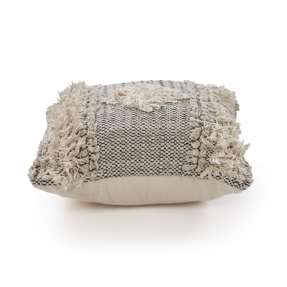 Ox Bay Hand-Woven Gray/White Geometric All-Natural Cotton Pillow Cover. Picture 4