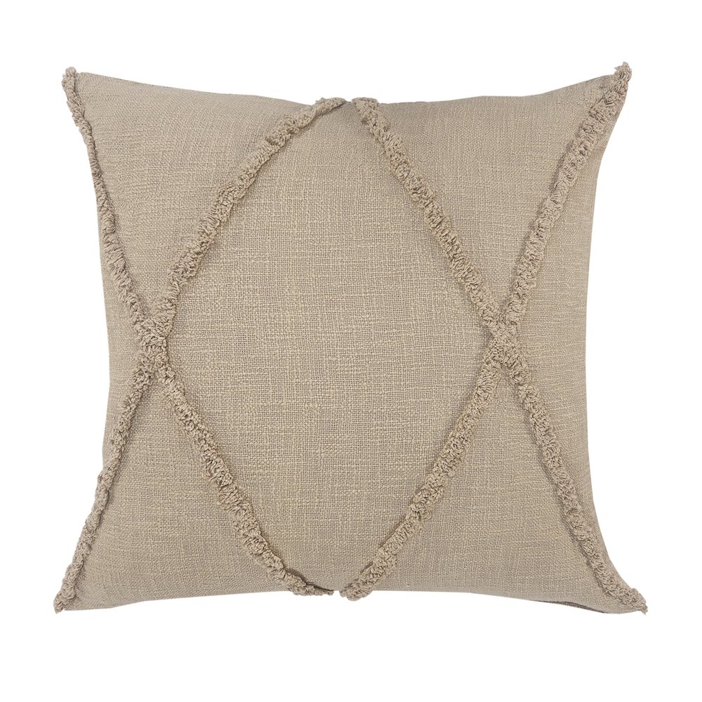 Ox Bay Hand-Woven Taupe Brown Diamond All-Natural Cotton Pillow Cover. Picture 1