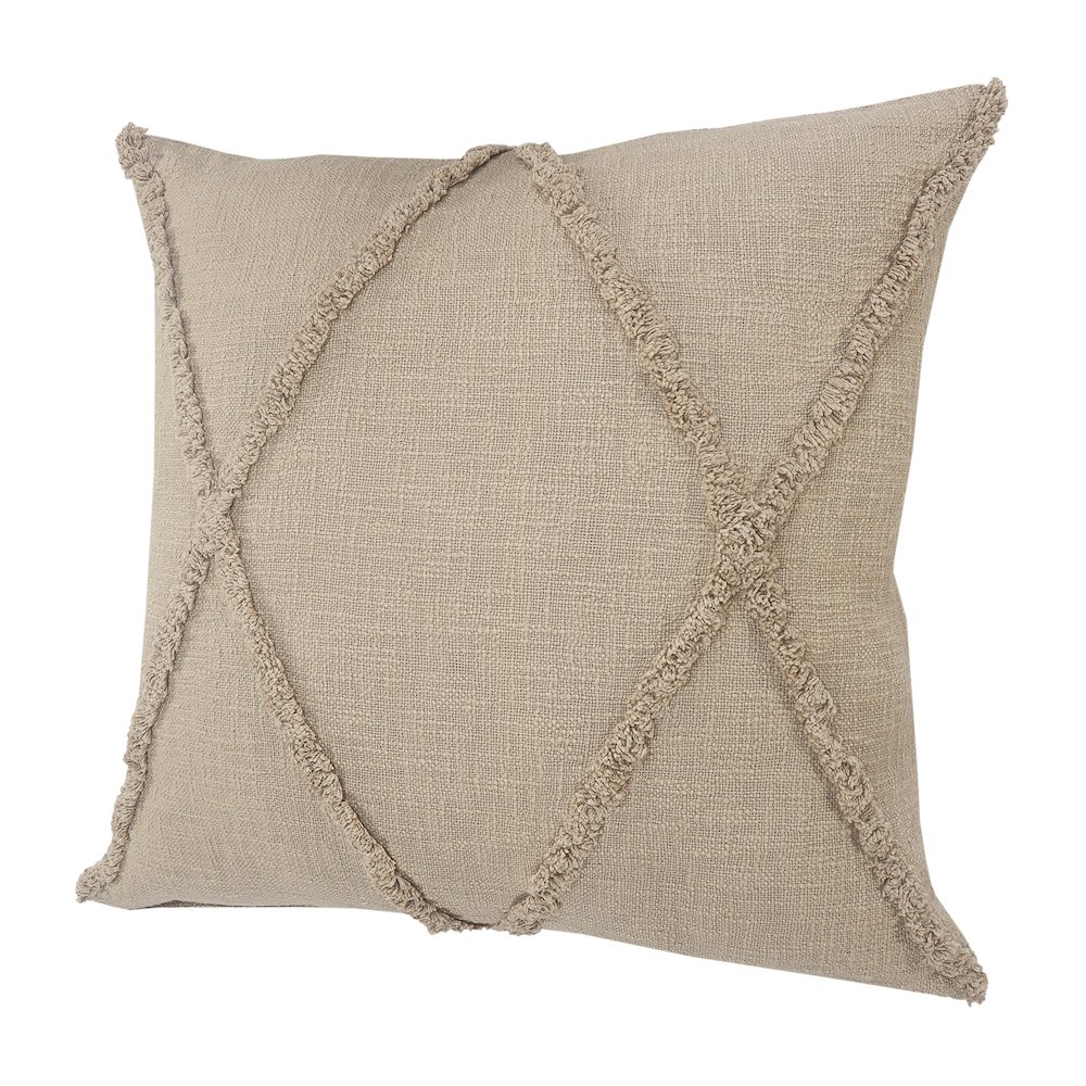 Ox Bay Hand-Woven Taupe Brown Diamond All-Natural Cotton Pillow Cover. Picture 5