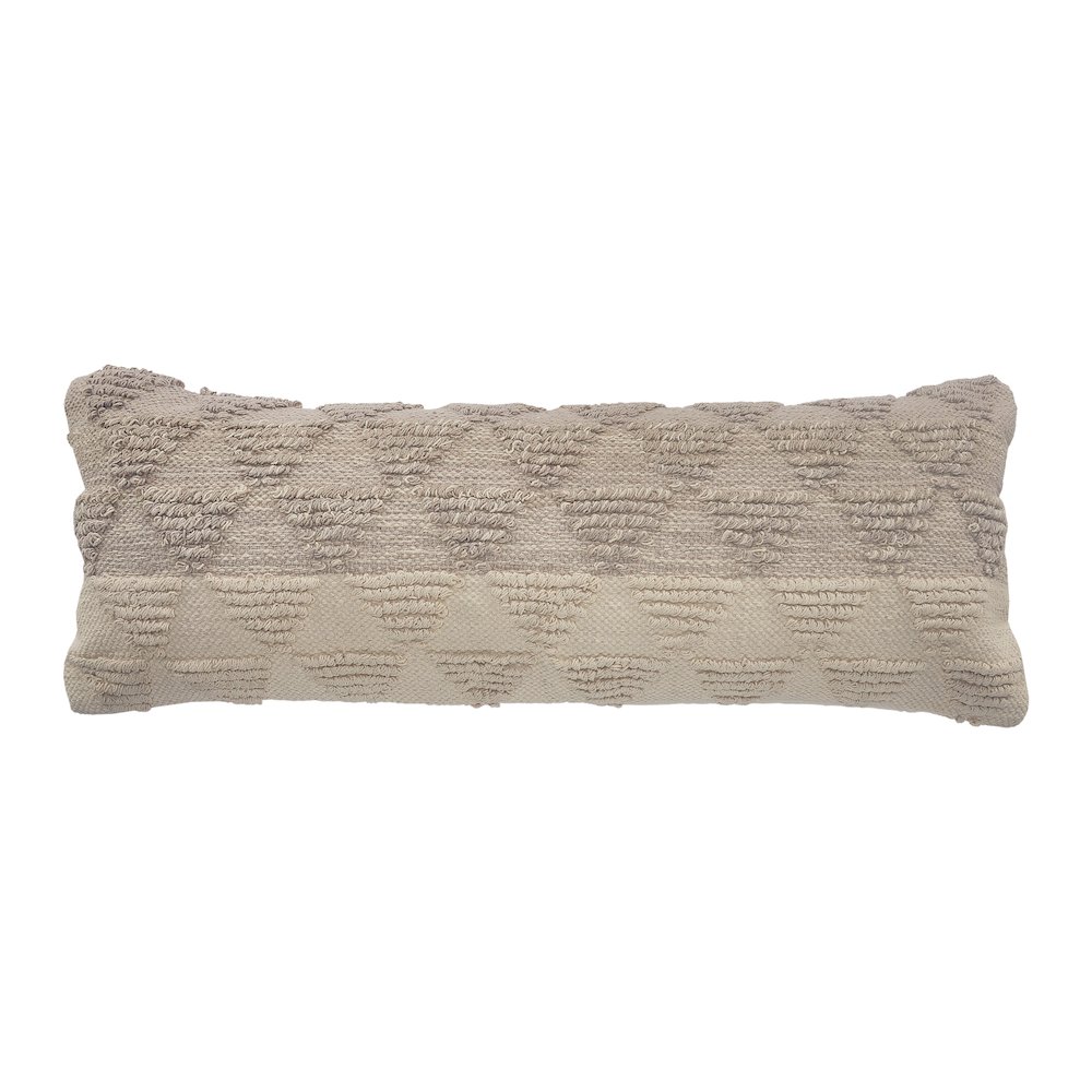 Ox Bay Hand-Woven Cream/Tan Geometric All-Natural Cotton Pillow Cover. Picture 1