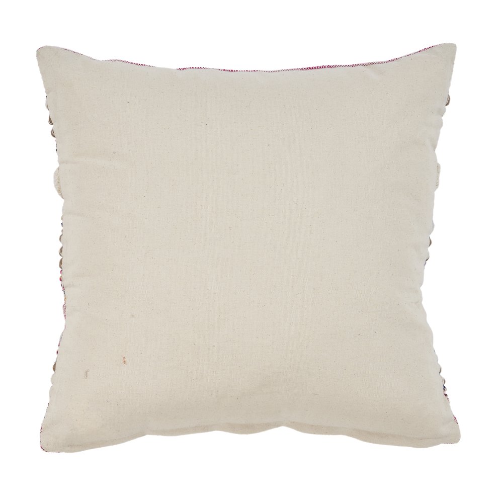 Ox Bay Hand-Woven Pink/Ivory Stripe Cotton Blend Pillow Cover. Picture 5