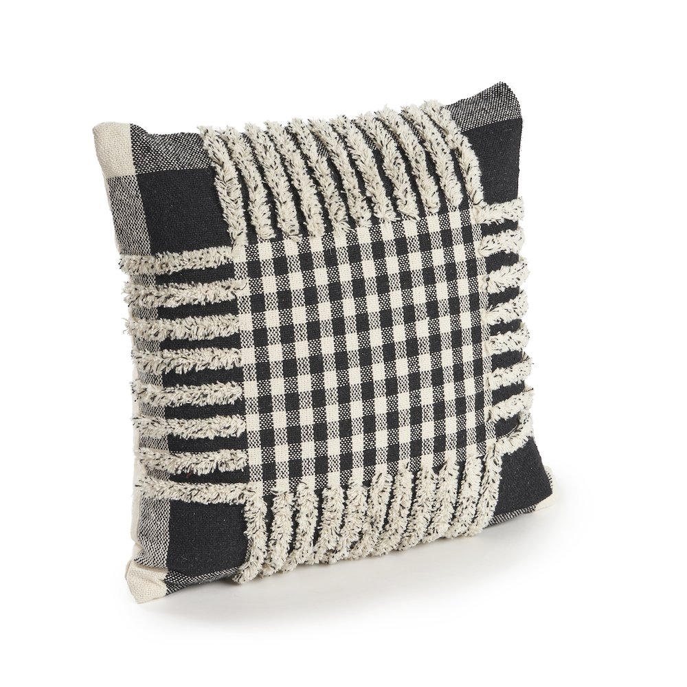 Elevate Cotton Pillow Set of 2 in Black/Ivory, 18" x 18". Picture 3