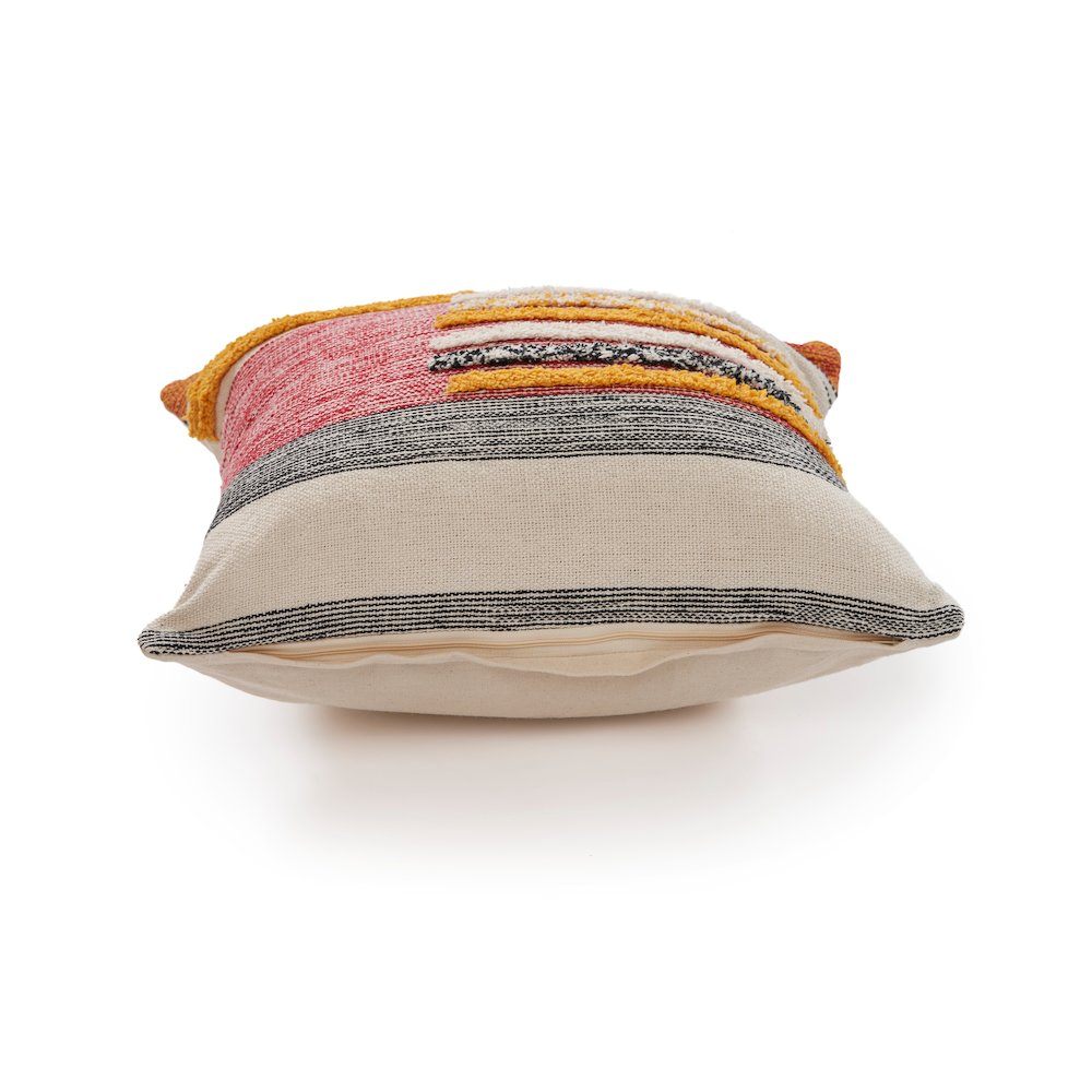 Ox Bay Hand-Woven Orange/Yellow Color Block All-Natural Cotton Pillow Cover. Picture 5