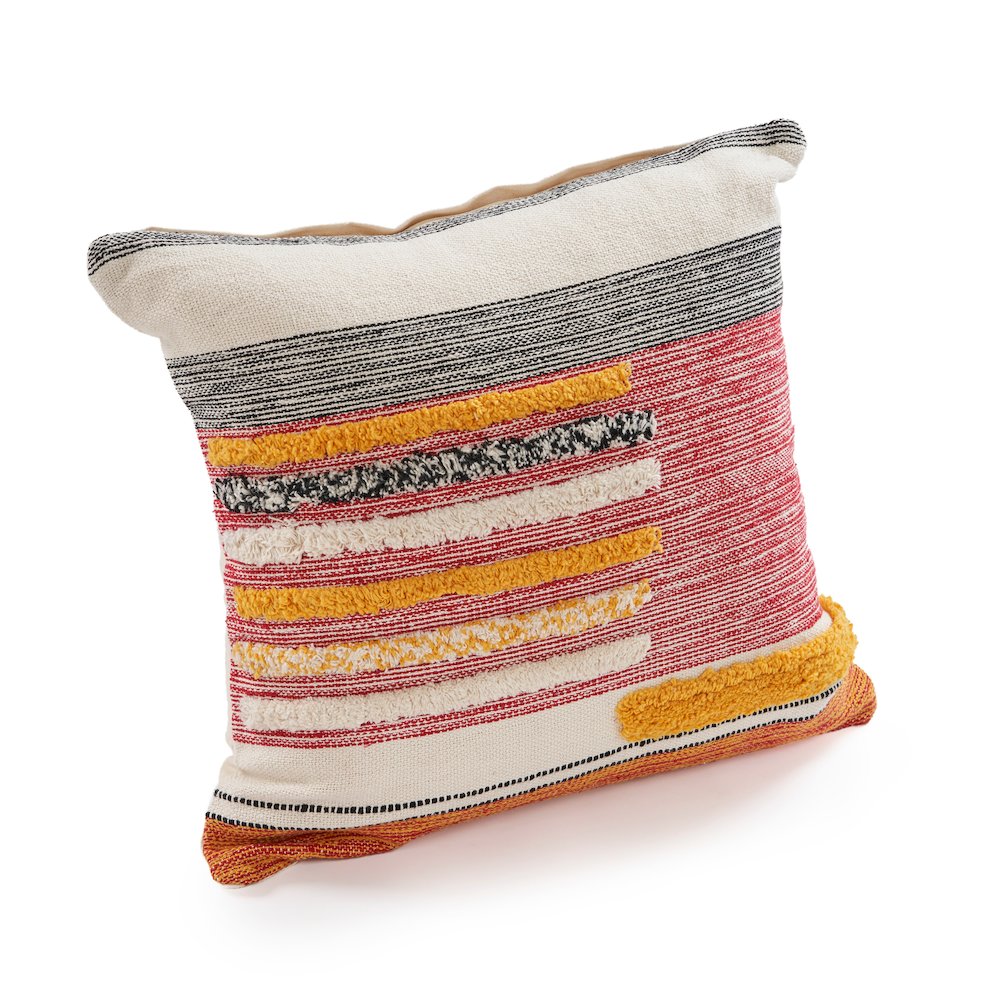Ox Bay Hand-Woven Orange/Yellow Color Block All-Natural Cotton Pillow Cover. Picture 3