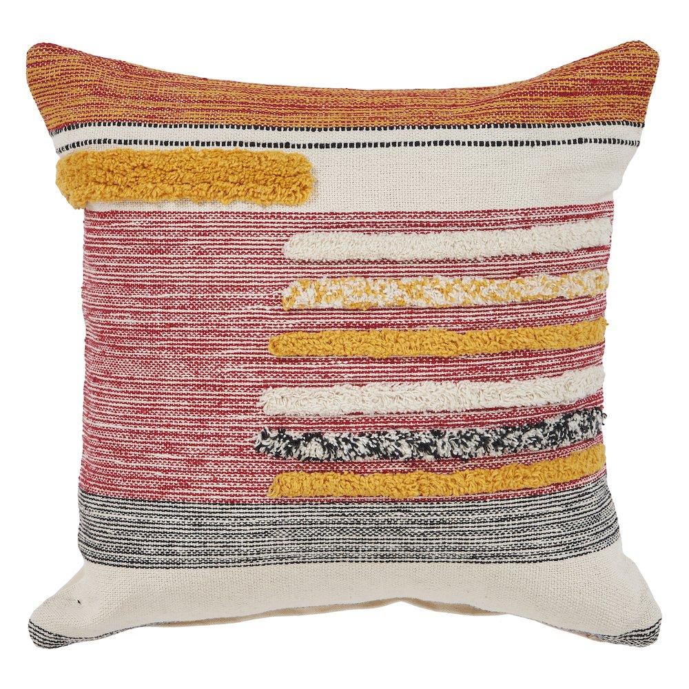 Ox Bay Hand-Woven Orange/Yellow Color Block All-Natural Cotton Pillow Cover. Picture 1