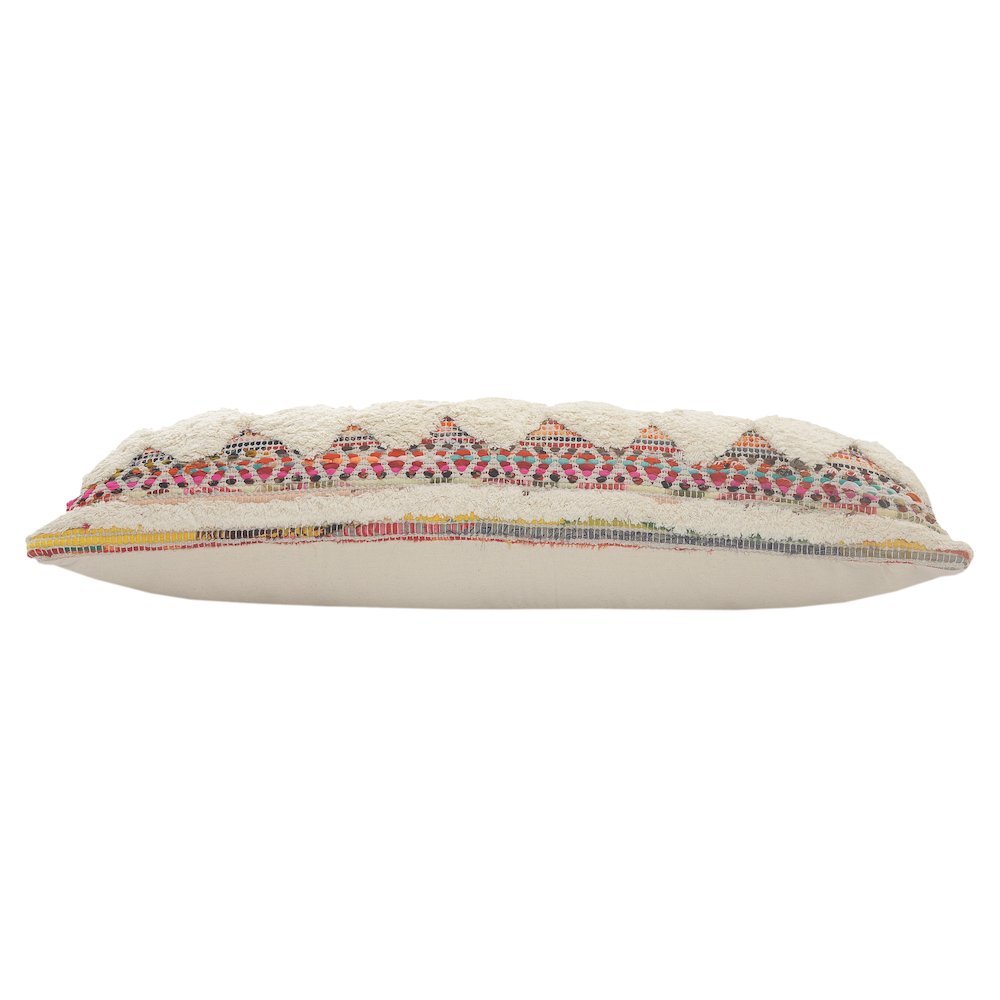 Ox Bay Hand-Woven Multicolored/Cream Diamond All-Natural Cotton Pillow Cover. Picture 3