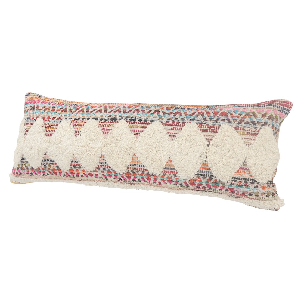 Ox Bay Hand-Woven Multicolored/Cream Diamond All-Natural Cotton Pillow Cover. Picture 5