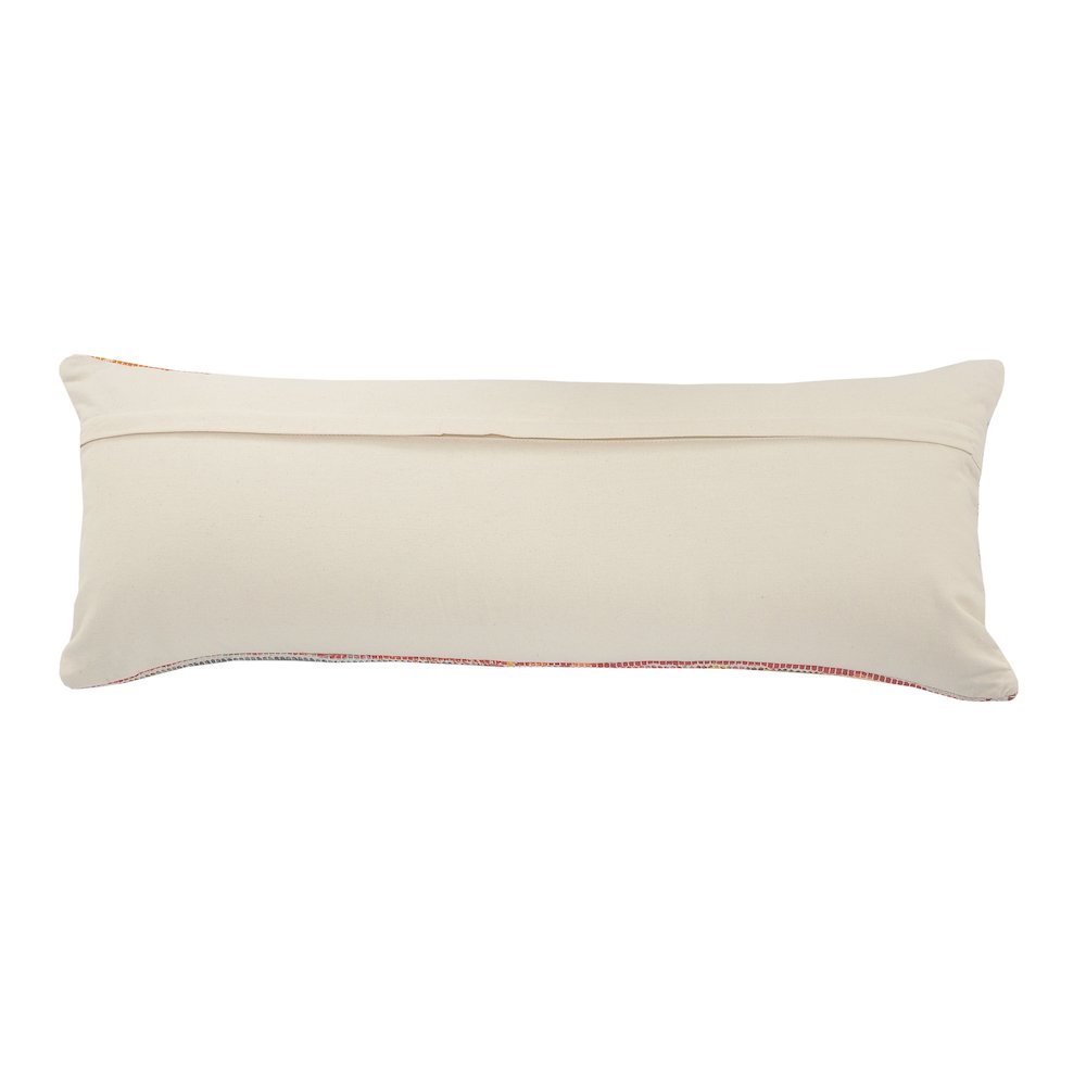 Ox Bay Hand-Woven Multicolored/Cream Diamond All-Natural Cotton Pillow Cover. Picture 6