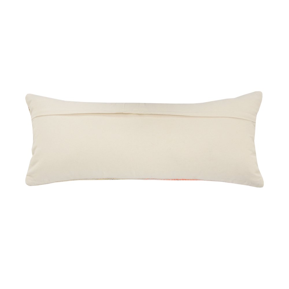 Ox Bay Hand-Woven Multicolored/Cream Stripe All-Natural Cotton Pillow Cover. Picture 6