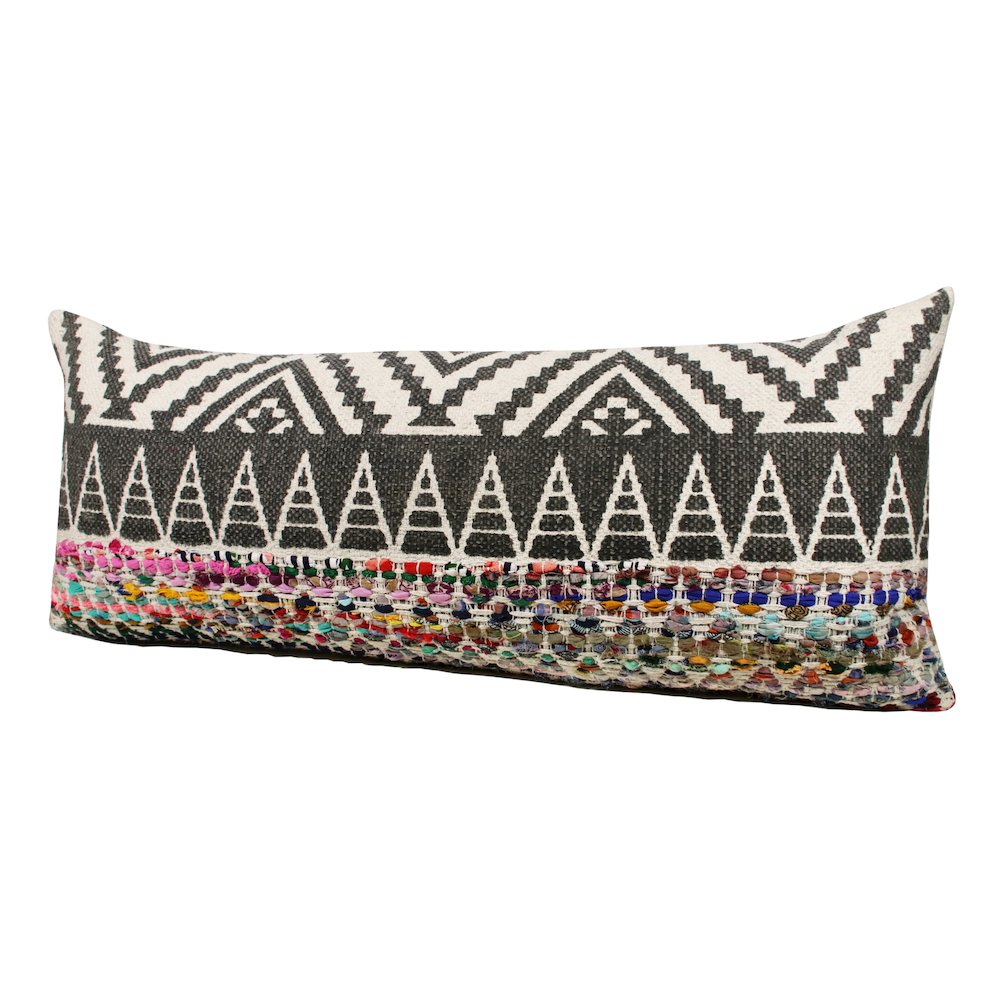 Ox Bay Hand-Woven Gray/Multicolored Chevron Cotton Blend Pillow Cover. Picture 5