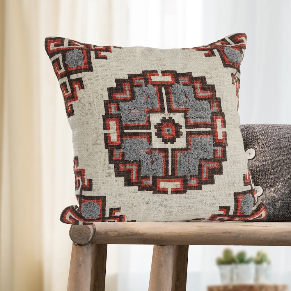 Rustic Medallion Throw Pillow. Picture 5