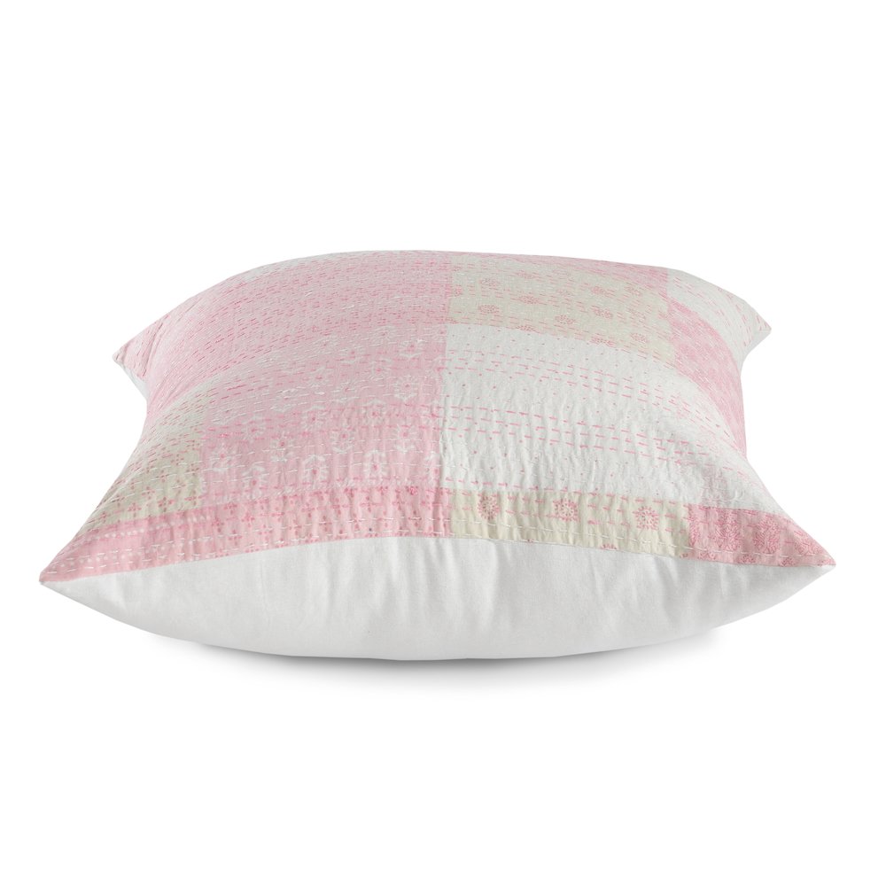 Cotton Candy Kantha Throw Pillow. Picture 3