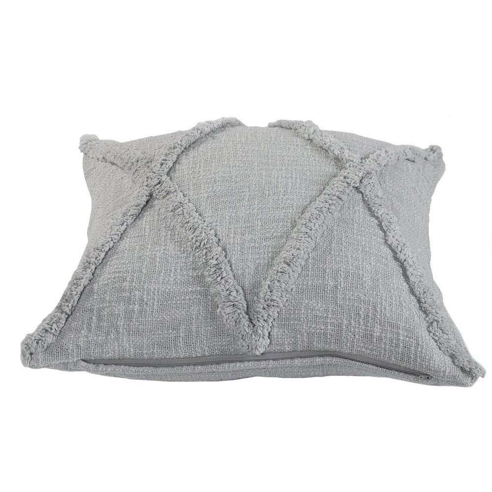 Ox Bay Hand-Woven Gray Diamond All-Natural Cotton Pillow Cover. Picture 4