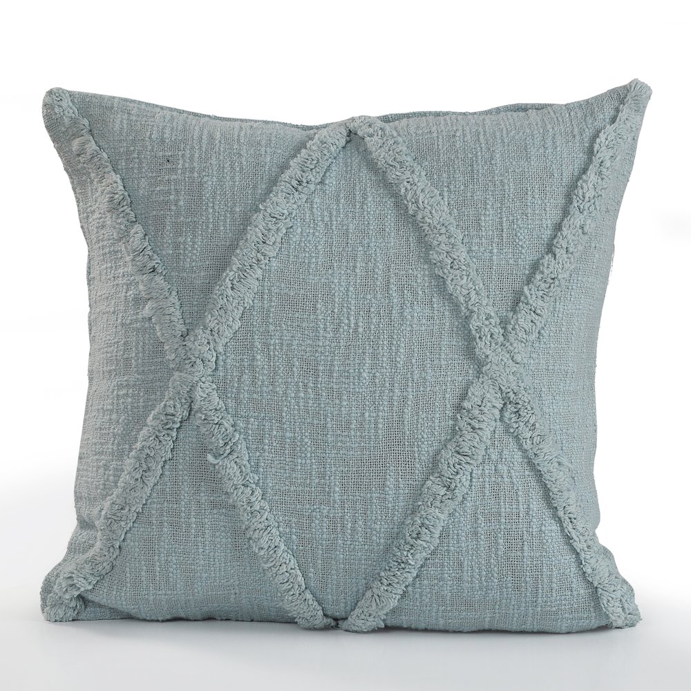 Reese Hand-Tufted Gray Diamond Cotton Throw Pillow, 20" x 20". Picture 1