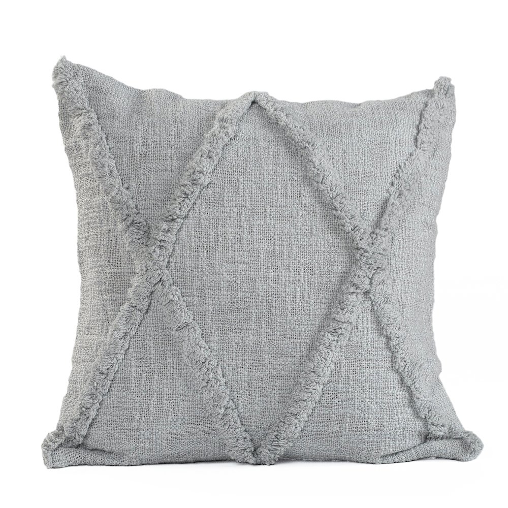 Ox Bay Hand-Woven Gray Diamond All-Natural Cotton Pillow Cover. Picture 1