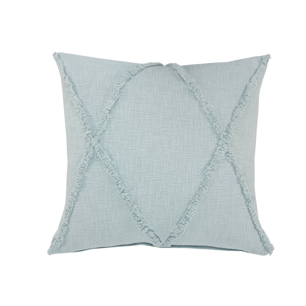 Ox Bay Hand-Woven Light Blue Diamond All-Natural Cotton Pillow Cover. Picture 1