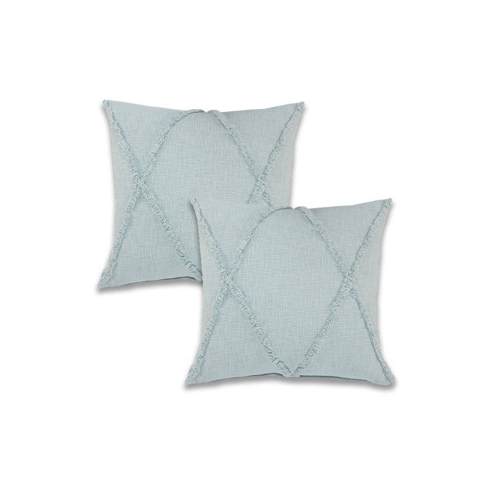 Ox Bay Pastel Blue Solid All-Natural Cotton Square 2 Piece Pillow Cover Set. Picture 1
