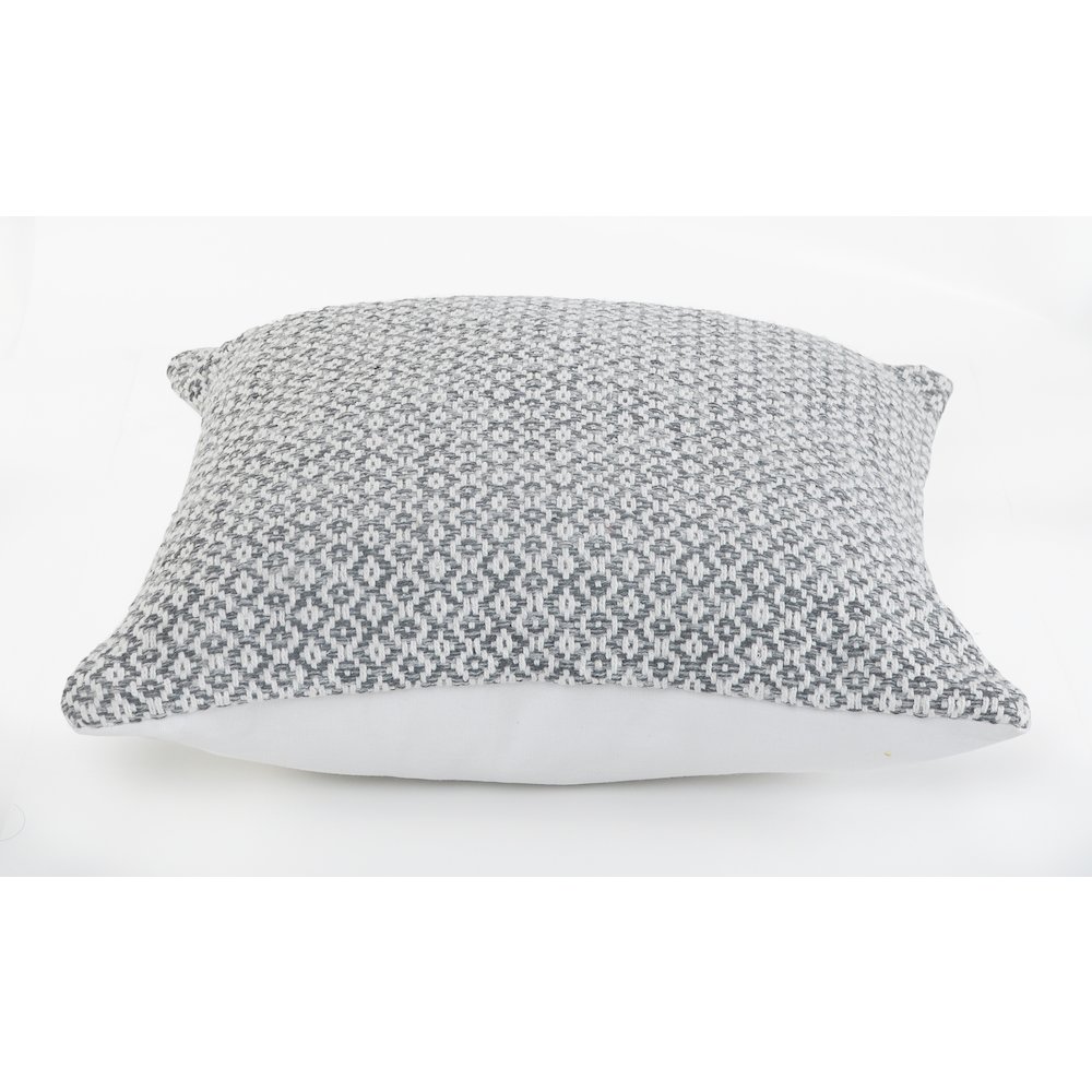 Ox Bay Hand-Woven Gray/White Geometric All-Natural Cotton Pillow Cover. Picture 4