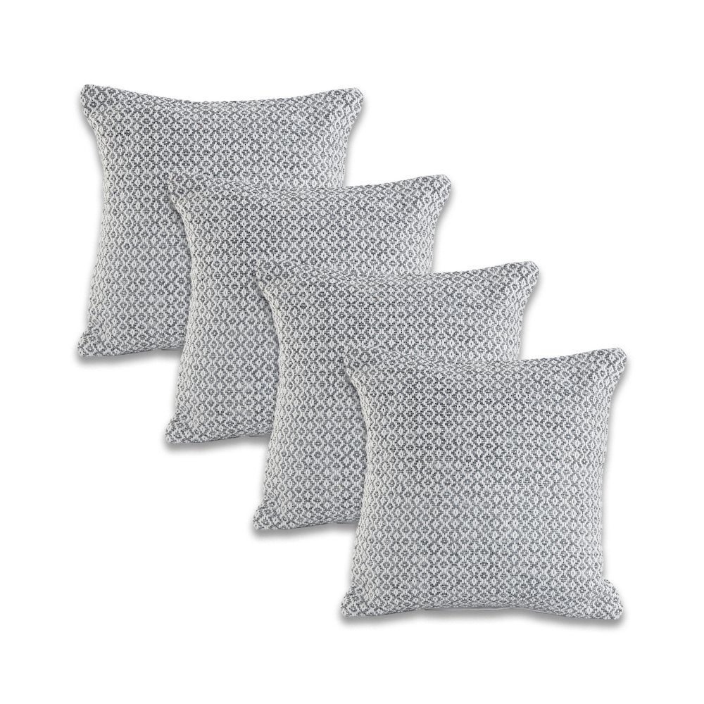 Ox Bay Gray Chevron All-Natural Cotton Square 4 Piece Pillow Cover Set. Picture 1