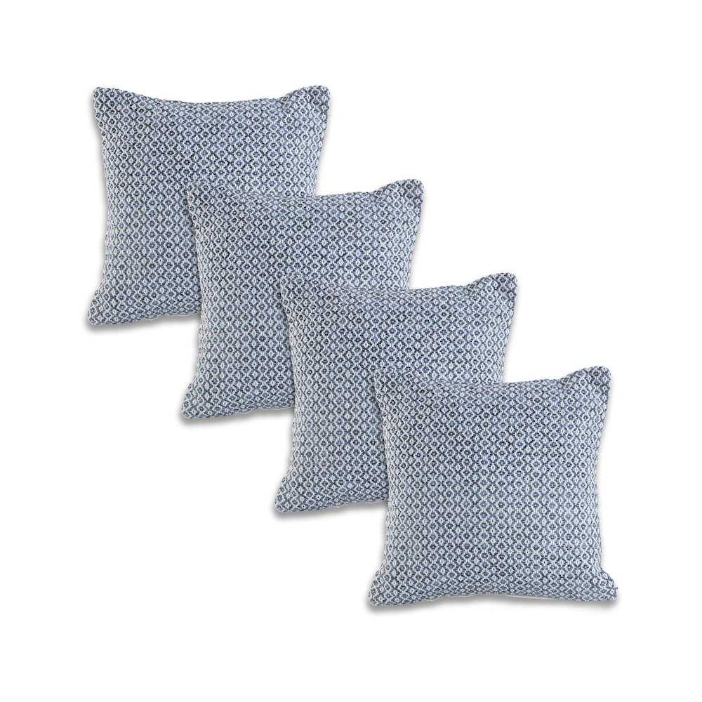 Ox Bay Blue Chevron All-Natural Cotton Square 4 Piece Pillow Cover Set. Picture 1