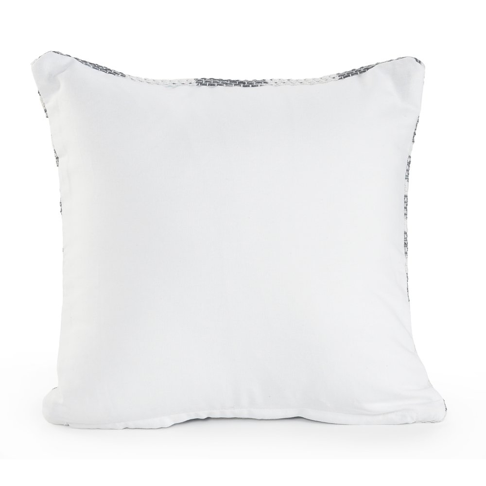 Ox Bay Hand-Woven Gray/White Geometric All-Natural Cotton Pillow Cover. Picture 2