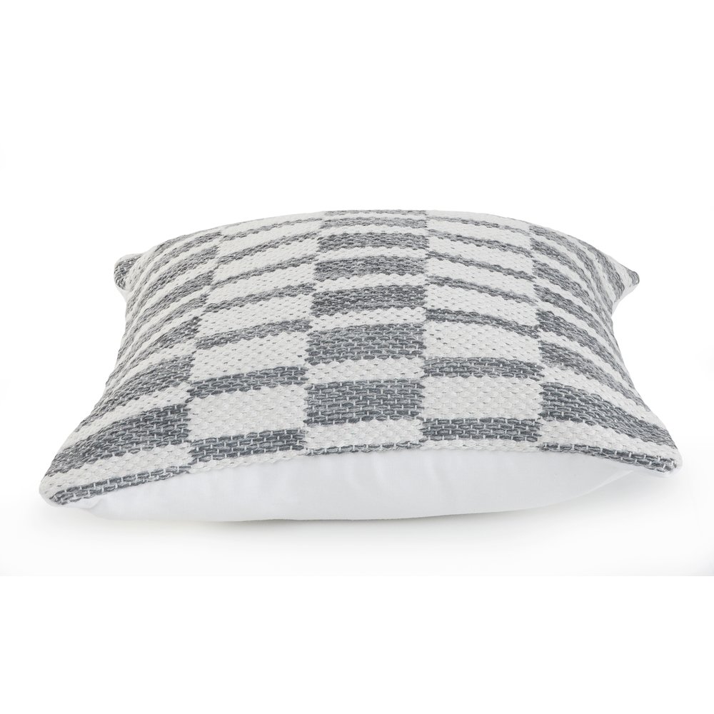 Ox Bay Hand-Woven Gray/White Geometric All-Natural Cotton Pillow Cover. Picture 3
