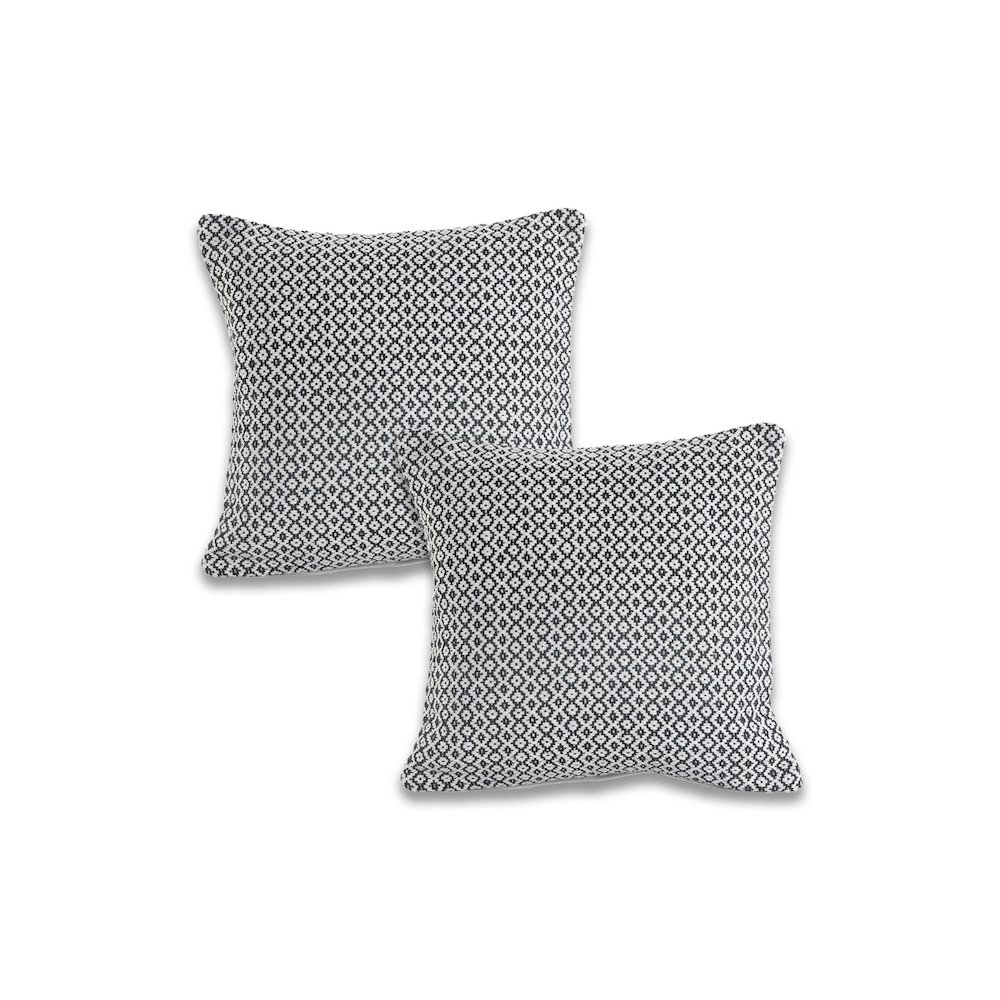 Ox Bay Dark Gray Chevron All-Natural Cotton Square 2 Piece Pillow Cover Set. Picture 1