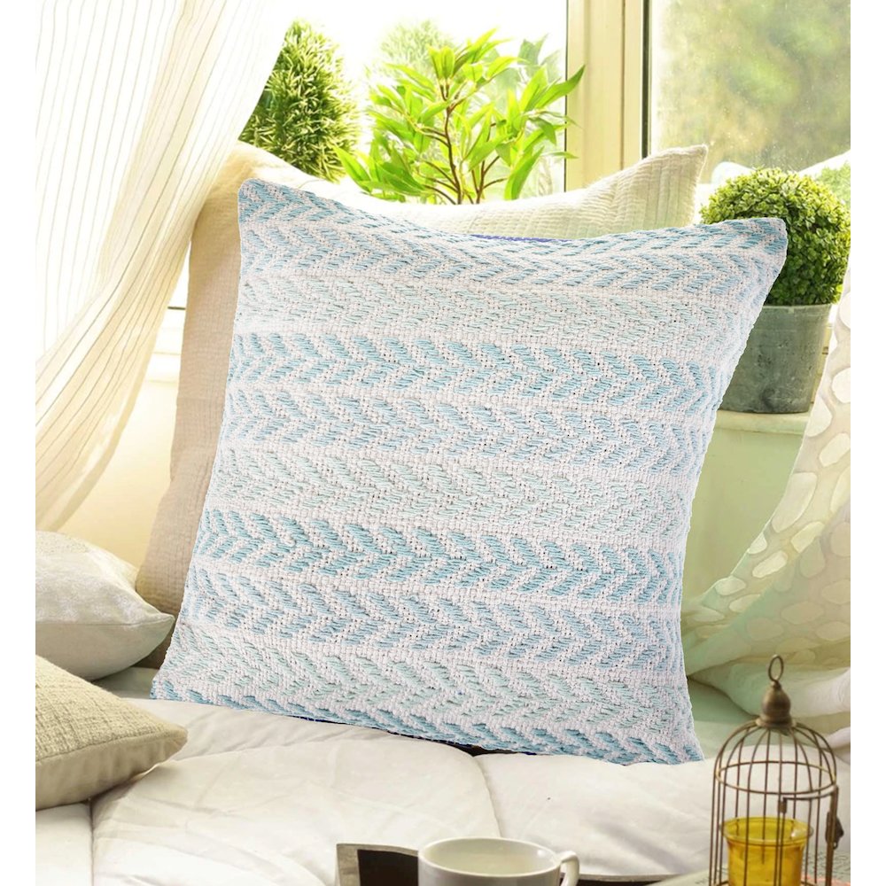 Ox Bay Spa Blue Chevron Square 2 Piece Pillow Cover Set. Picture 2