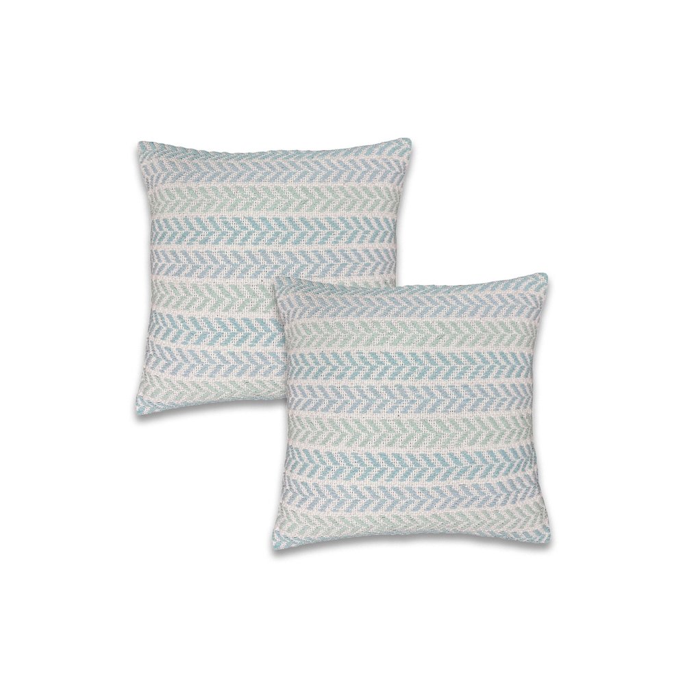 Ox Bay Spa Blue Chevron Square 2 Piece Pillow Cover Set. Picture 1