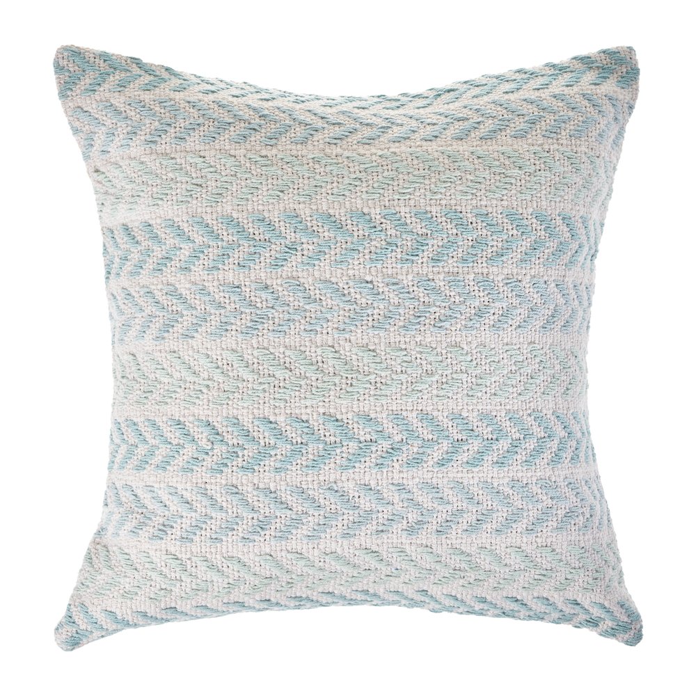 Ox Bay Spa Blue Chevron Square 2 Piece Pillow Cover Set. Picture 3