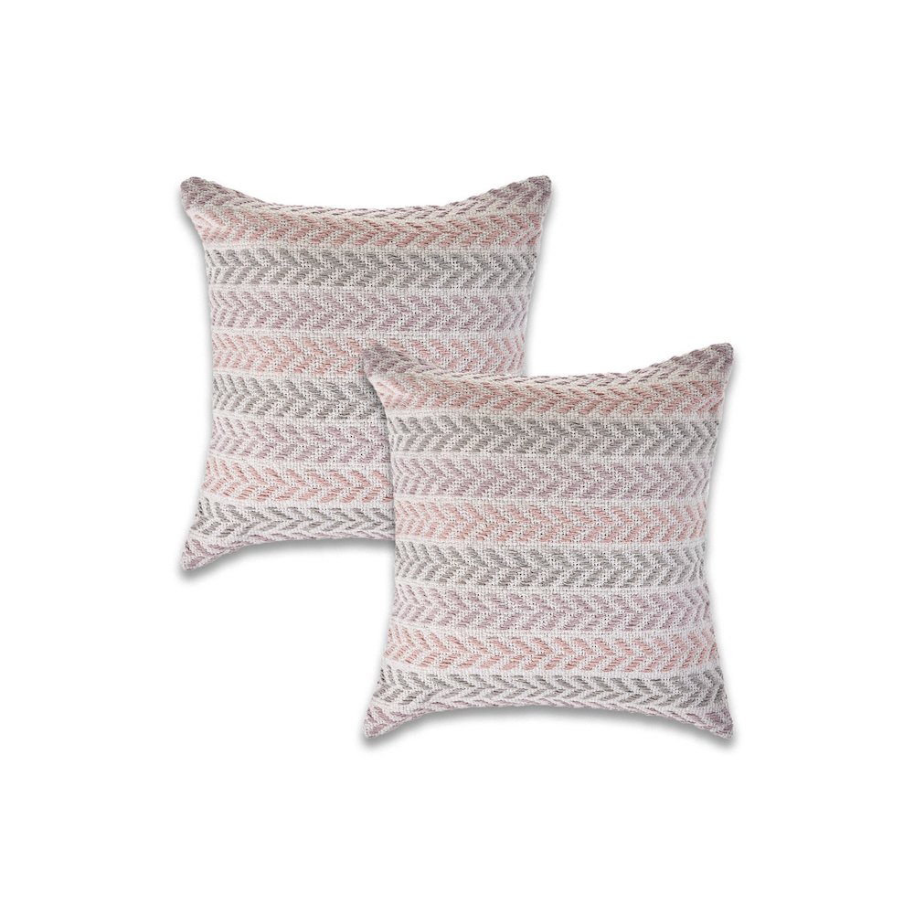 Ox Bay Lilac Chevron All-Natural Cotton Square 2 Piece Pillow Cover Set. Picture 1