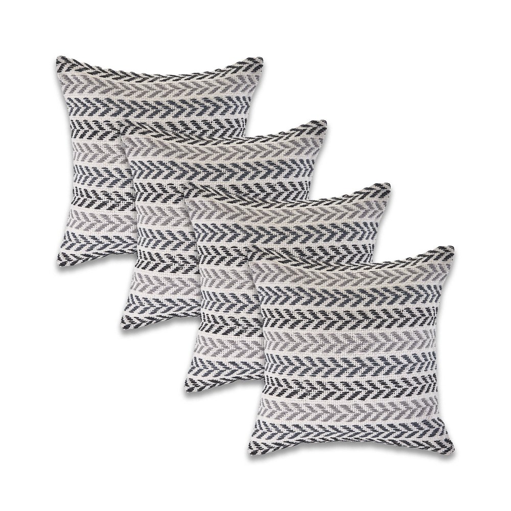 Ox Bay Black Chevron All-Natural Cotton Square 4 Piece Pillow Cover Set. Picture 1