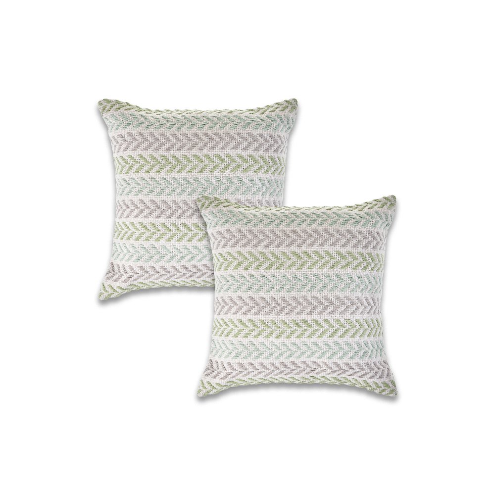 Ox Bay Green/Blue Chevron All-Natural Cotton Square 2 Piece Pillow Cover Set. Picture 1