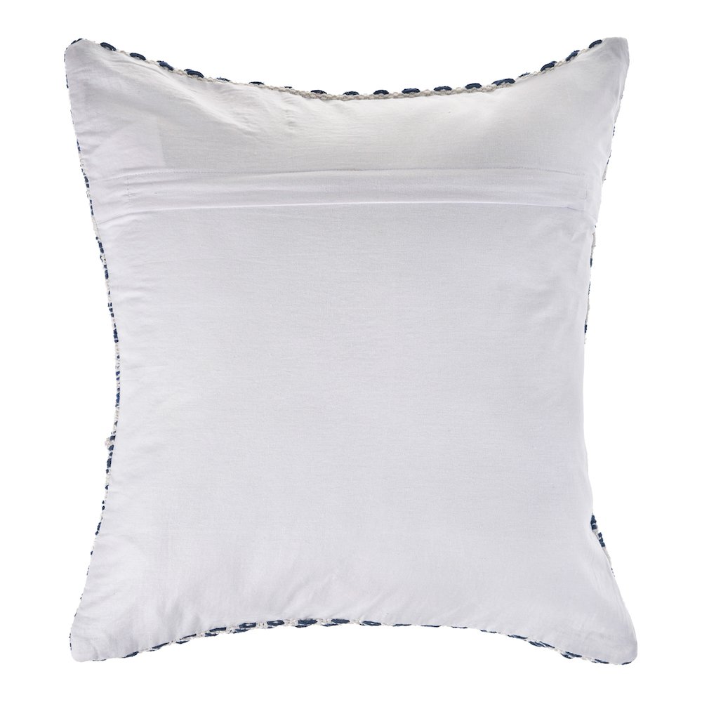 Ox Bay Hand-Woven White/Blue Chevron All-Natural Cotton Pillow Cover. Picture 2