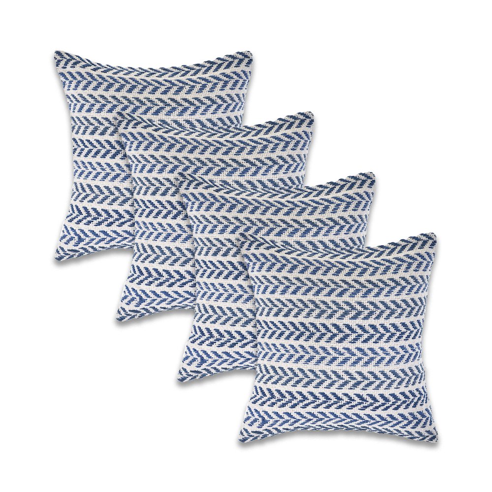 Ox Bay Indigo Chevron All-Natural Cotton Square 4 Piece Pillow Cover Set. Picture 1