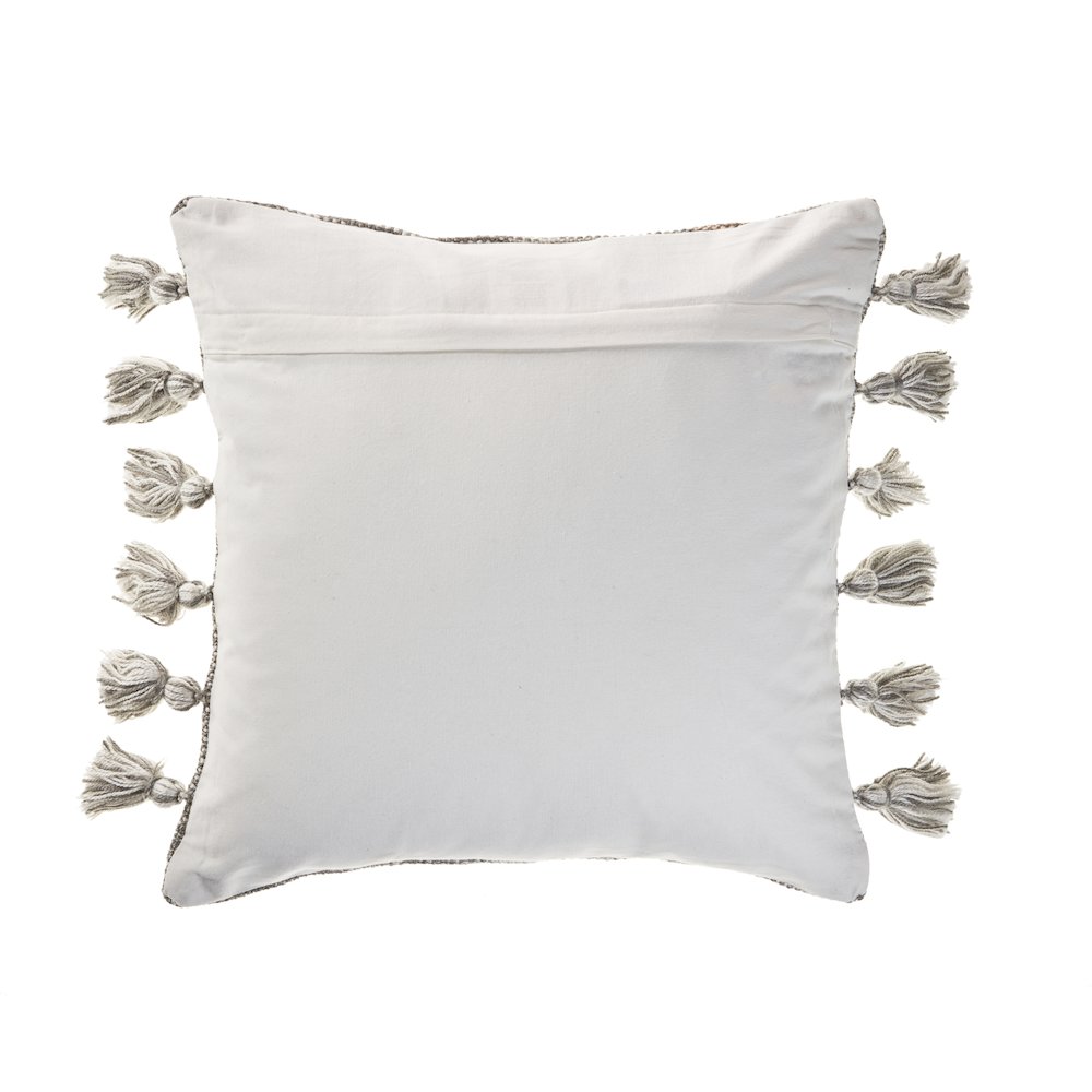 Sophisticated Grayscale and Red Tasseled Throw Pillow. Picture 2