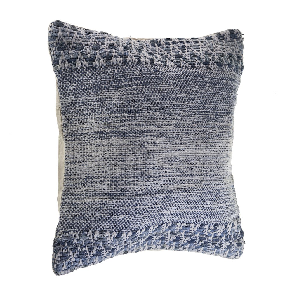 Ox Bay Hand-Woven Blue/White Distressed Cotton Blend Pillow Cover. Picture 5