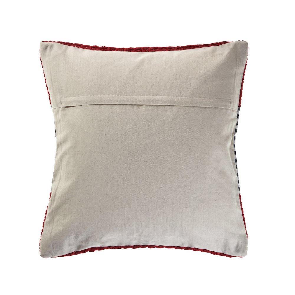 Ox Bay Hand-Woven Red/Blue Stripe Cotton Blend Pillow Cover. Picture 6