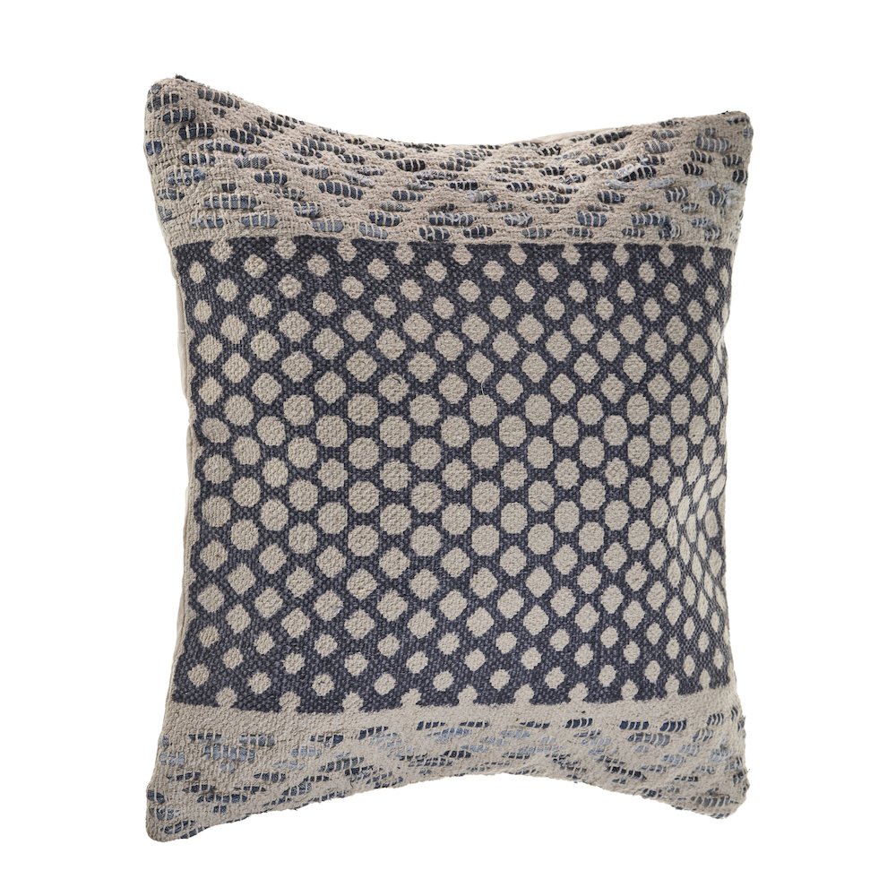 Detailed Denim Blue Throw Pillow. Picture 5