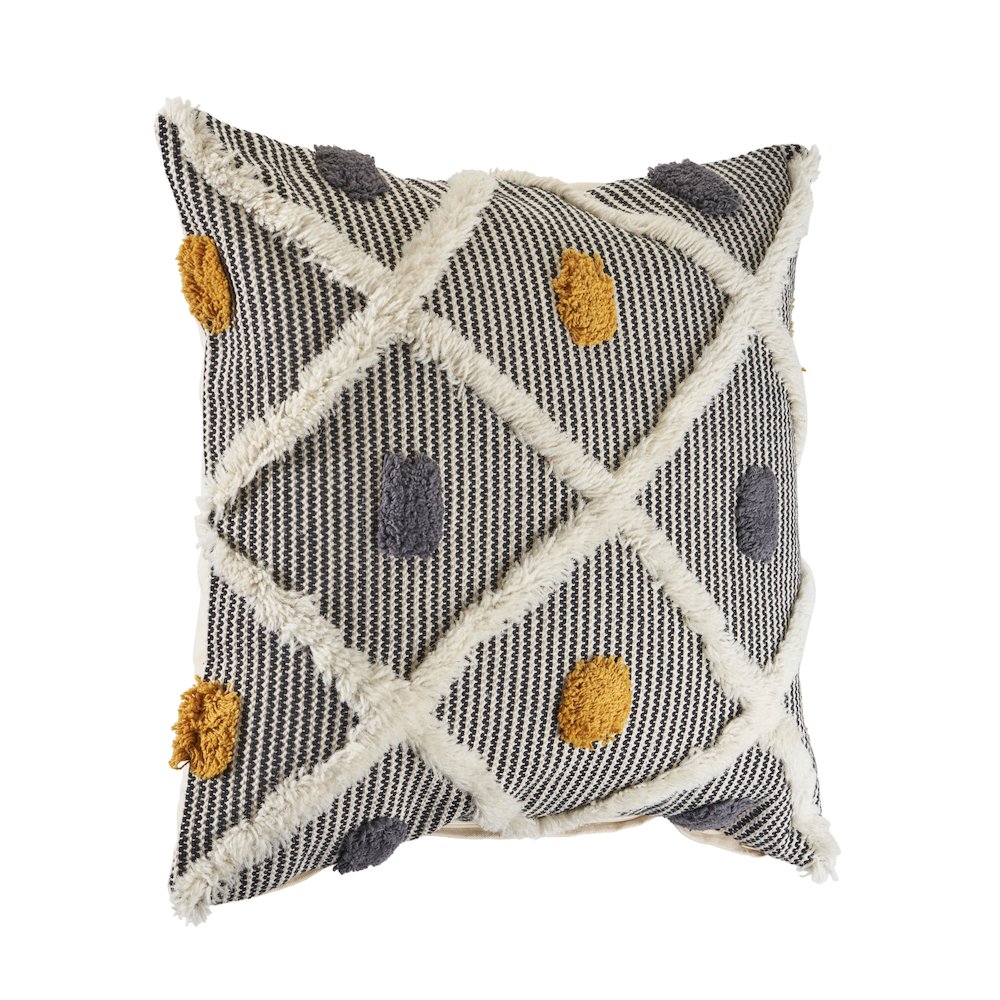Ox Bay Hand-Woven Black/Yellow Stripe Cotton Wool Blend Pillow Cover. Picture 5