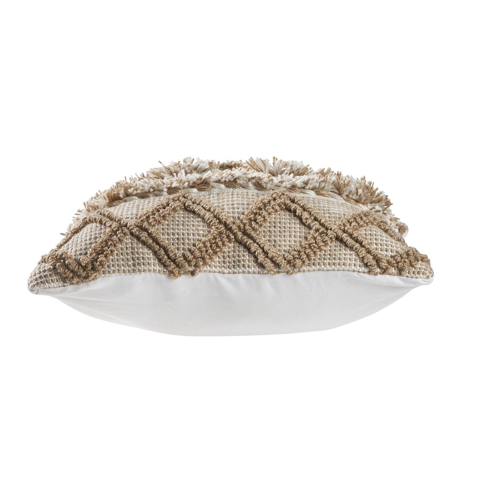Ox Bay Hand-Woven Tan/White Diamond Indoor Outdoor Pillow Cover. Picture 3