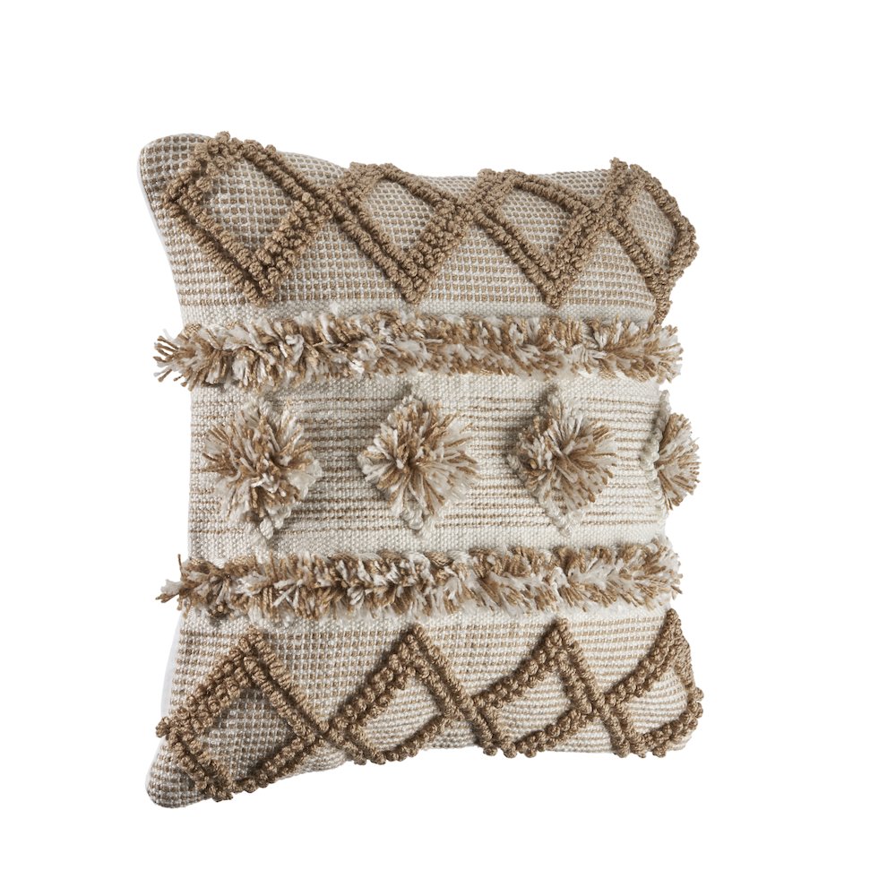 Ox Bay Hand-Woven Tan/White Diamond Indoor Outdoor Pillow Cover. Picture 5