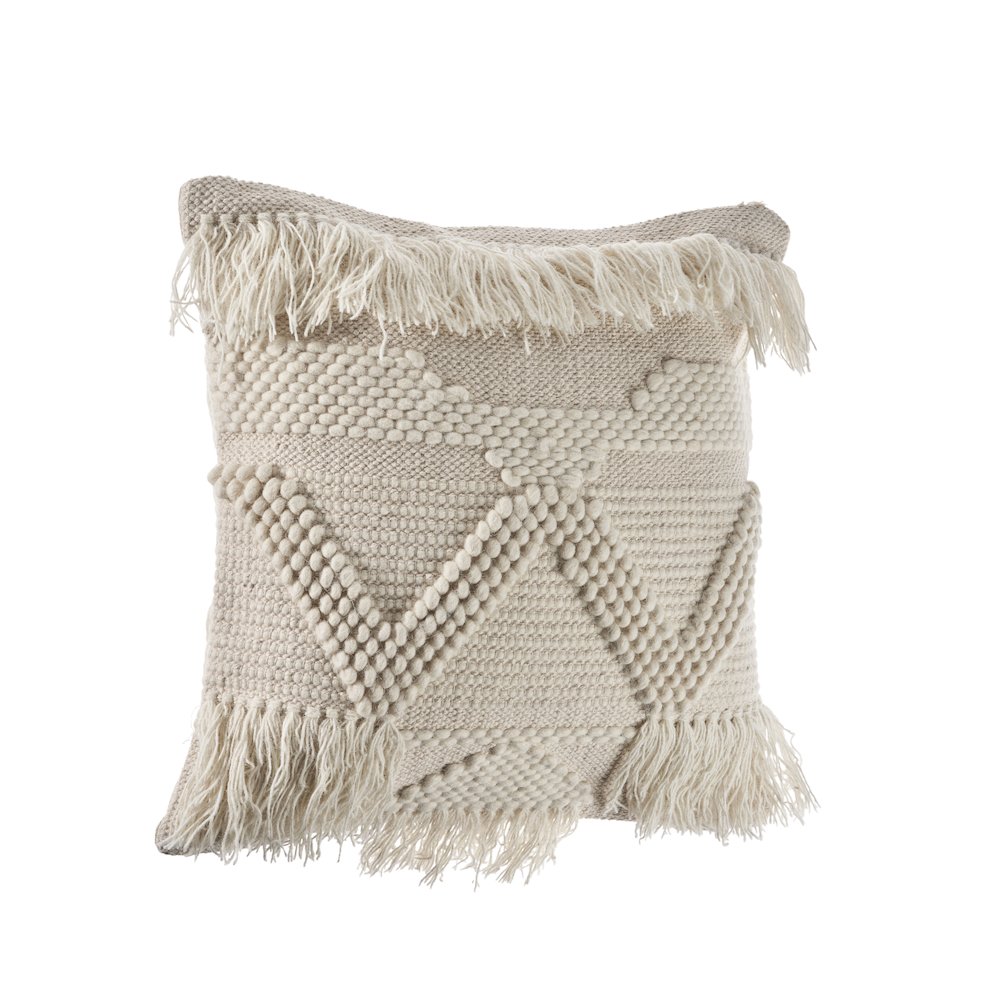 Ox Bay Hand-Woven Beige/Cream Tribal Cotton Blend Pillow Cover. Picture 5