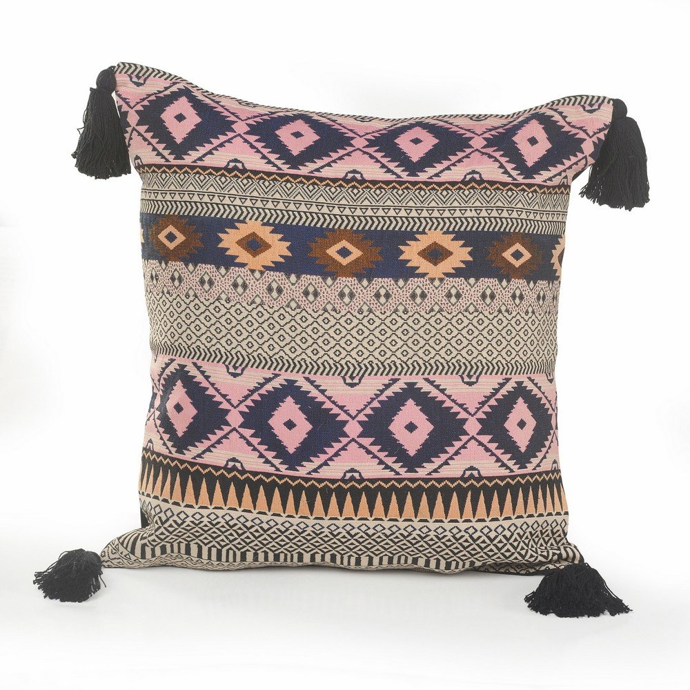 Southwestern Sunrise Geometric Throw Pillow with Tassels. Picture 1