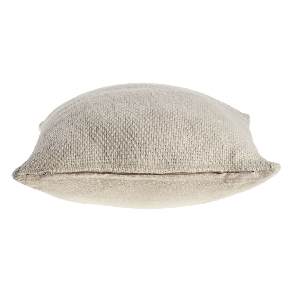 Ox Bay Hand-stitched Cream/Beige Solid All-Natural Cotton  Pillow Cover. Picture 3