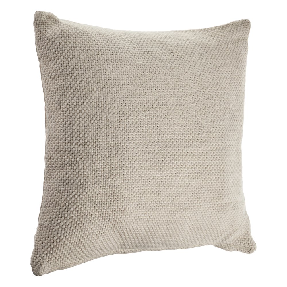 Ox Bay Hand-stitched Cream/Beige Solid All-Natural Cotton  Pillow Cover. Picture 5