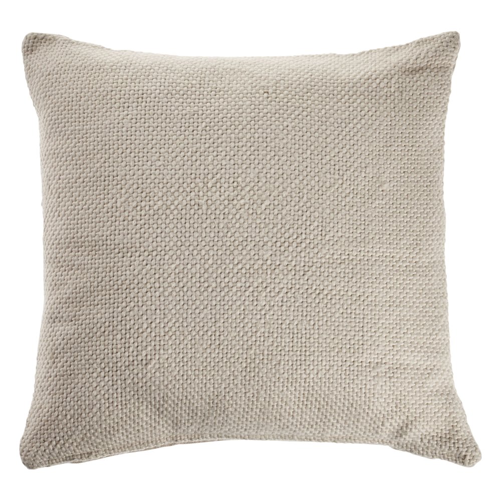 Ox Bay Hand-stitched Cream/Beige Solid All-Natural Cotton  Pillow Cover. Picture 1