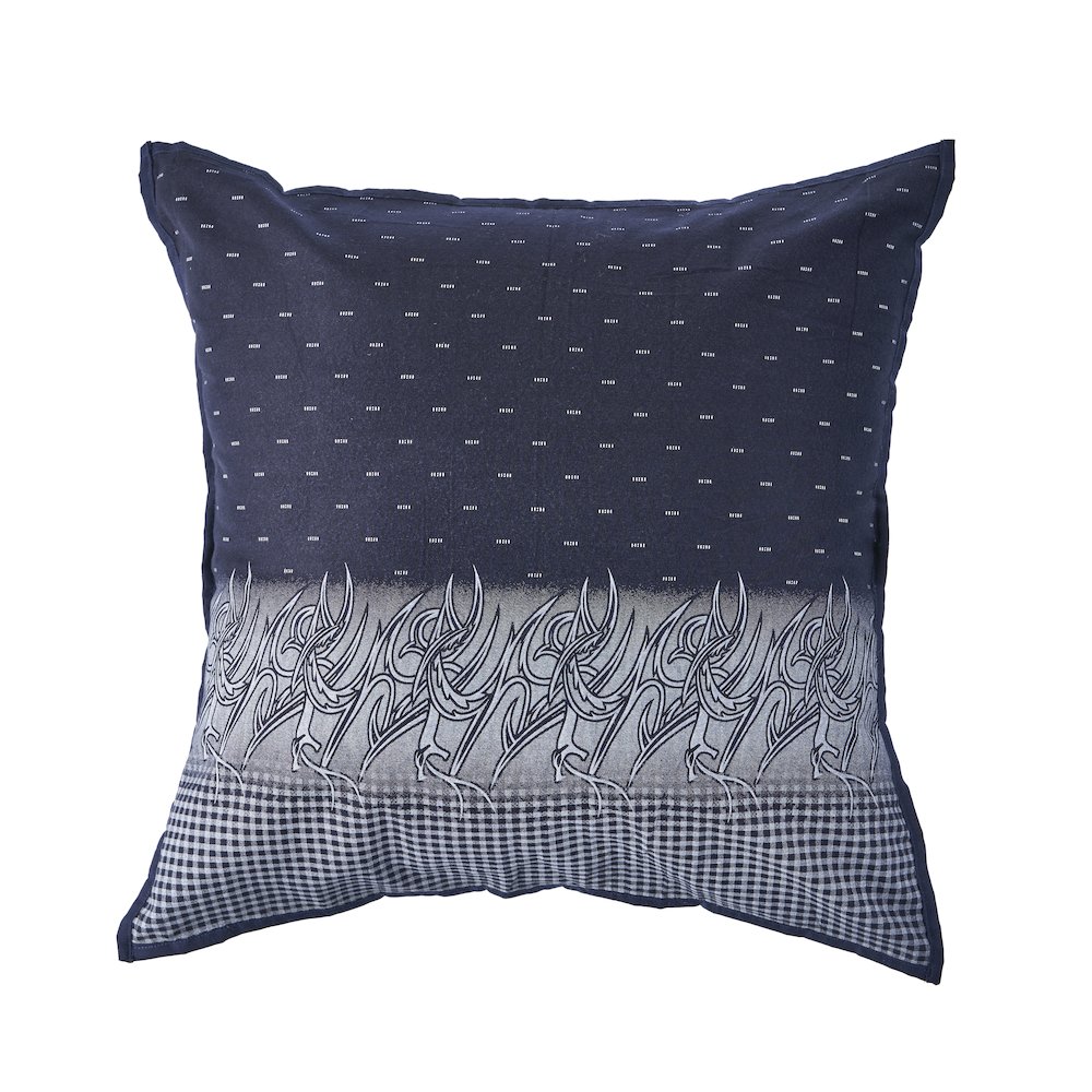 Navy and White Geometric Throw Pillow. Picture 1