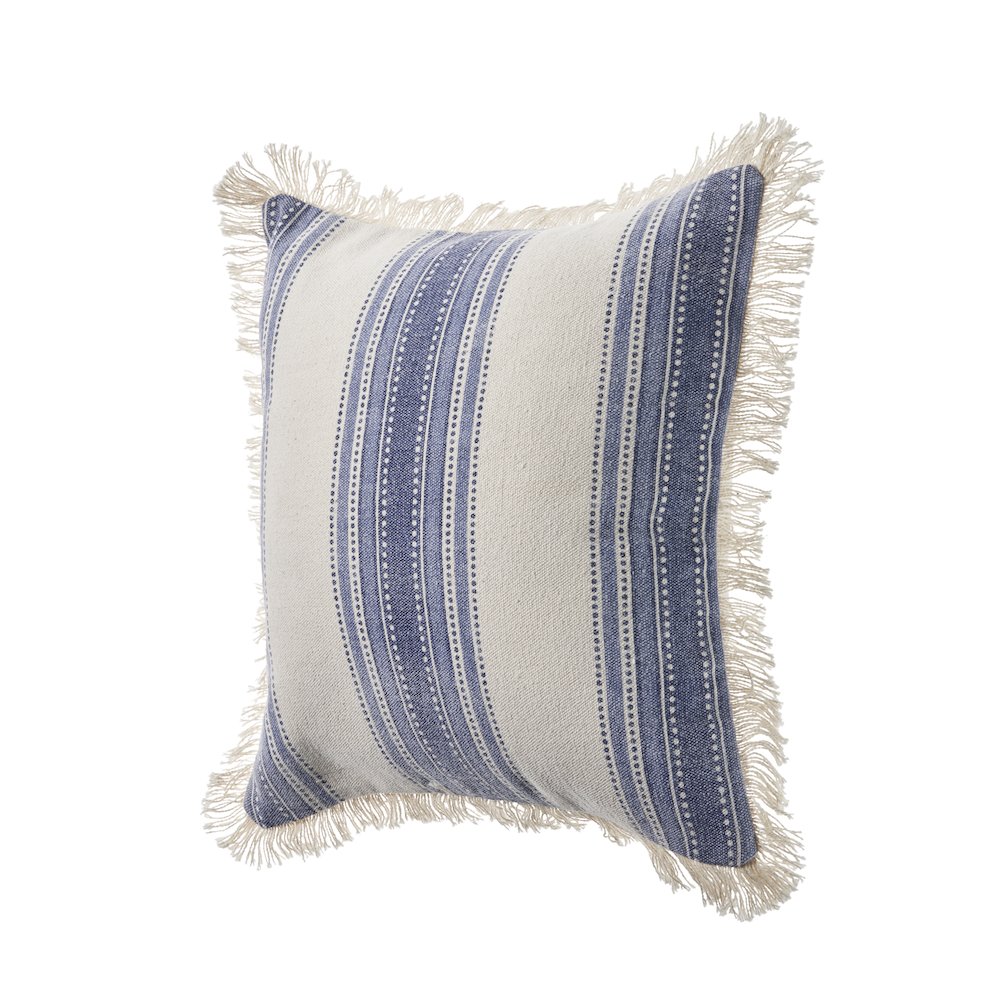 Ox Bay Hand-Woven Blue/White Stripe All-Natural Cotton  Pillow Cover. Picture 4