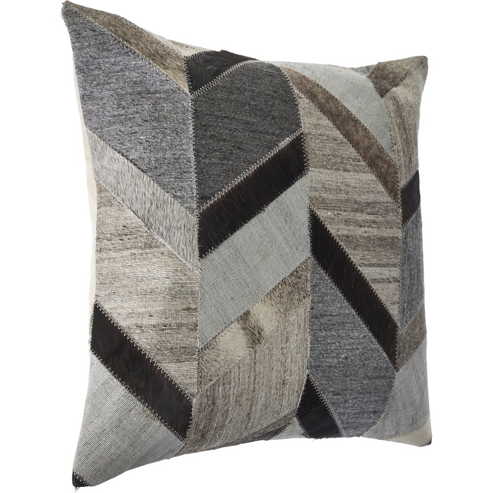 Ox Bay Hand-Woven Brown/Grey Geometric Wool Blend Pillow Cover. Picture 4